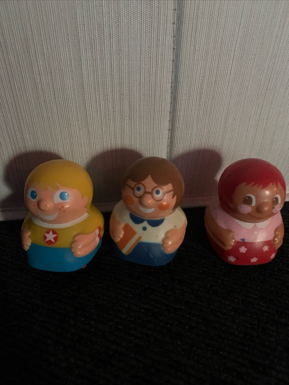 Vintage Lot of 3 1978 Mattel Preschool Rockie Rollies School Bus Wheel Roll Doll